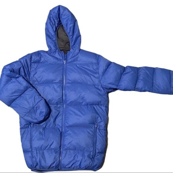 TRIPLE STAR BOYS PACKABLE DOWN FEATHER HOODED JACKET BLUE MEDIUM - Picture 4 of 8